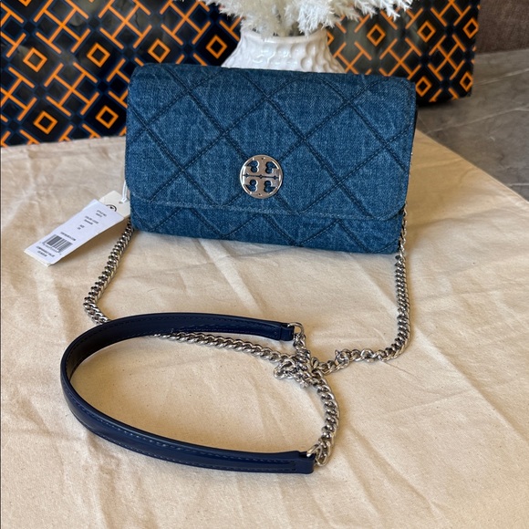 Tory Burch Handbags - NWT , tory burch crossbody Stylish Blue Quilted Chain Bag